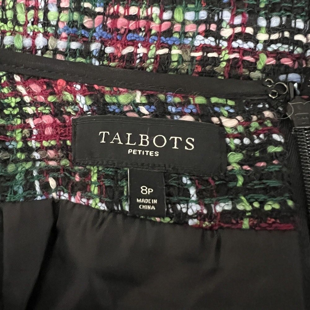 Talbots Skirt Womens 8 Petite Black Green Pencil Skirt Straight Preppy Colorful - Picture 6 of 7